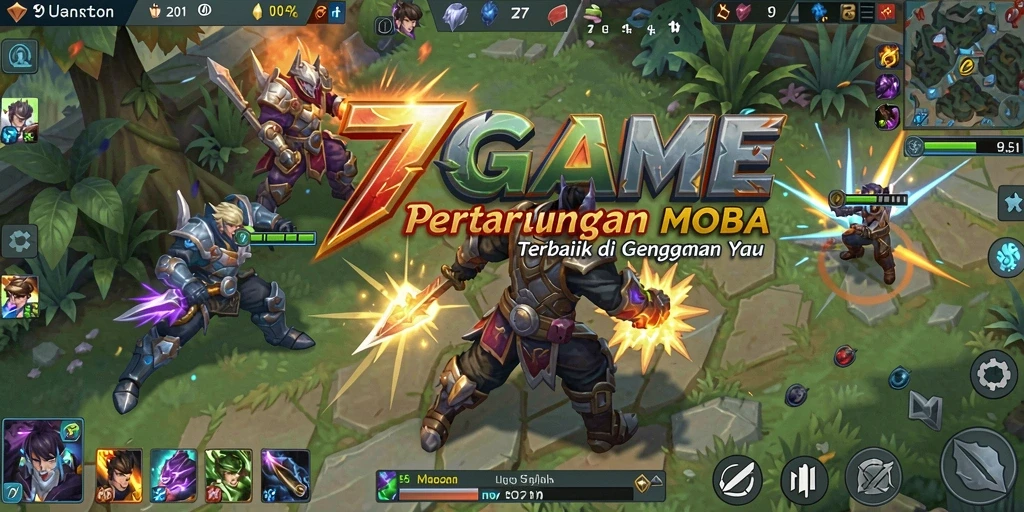 Tangkapan layar dari gameplay seru di 7GAME MOBA.