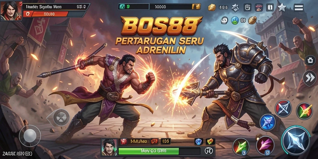 Tampilan gameplay BOS88 yang seru dan mendebarkan saat bertarung.