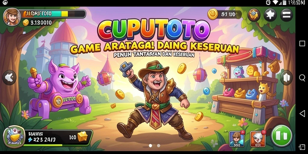 Screenshot utama CUPUTOTO menunjukkan gameplay Arcade yang seru.