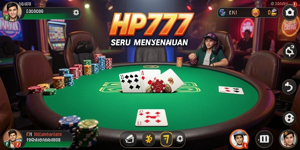 Screenshot gameplay HP777 menunjukkan suasana poker yang seru dan interaktif.