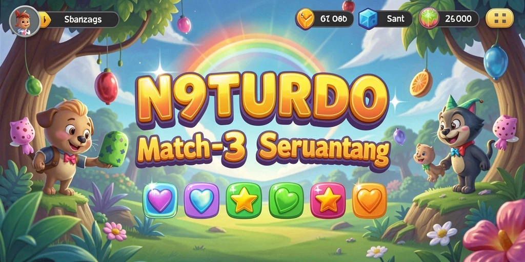 Tampilan gameplay N9TURBO yang penuh warna dan seru.