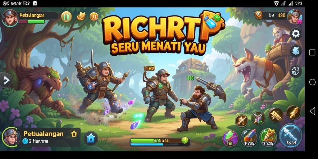 Tangkapan layar RICHRTP memperlihatkan aksi seru dalam petualangan menantang.