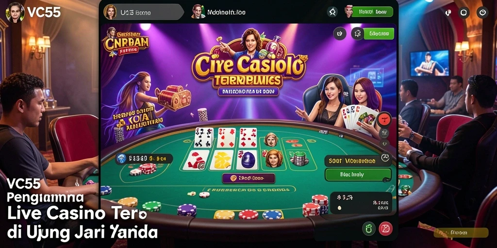 Tampilan gameplay Live Casino yang menarik dan interaktif di VC55.