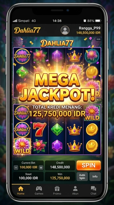 Screenshot aplikasi dahlia77 menampilkan kategori yang beragam.